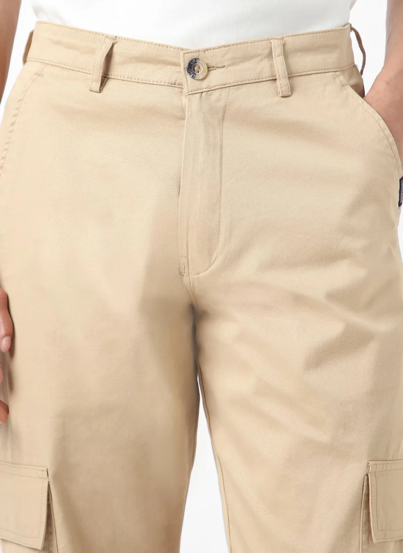 Urbano Fashion  Urbano Fashion Men's Beige Regular Fit Solid Cargo Chino Pant with 6 Pockets Stretchable for Men | Best Price UAE